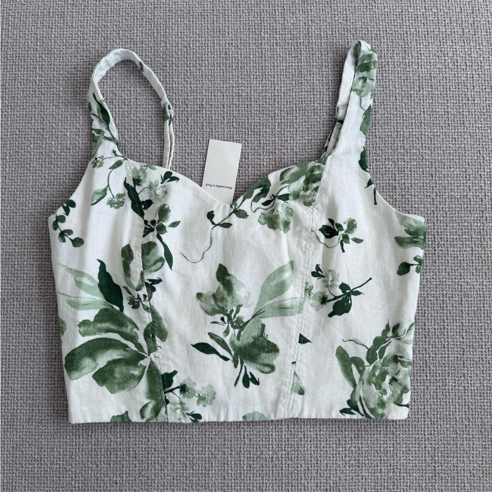 Abercrombie & Fitch - Floral Green and White Women's Crop Top